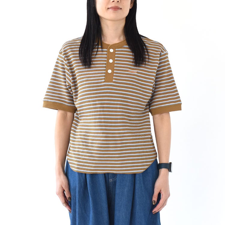 Multi Border Waffle Henleyneck S/S マルチボーダー ワッフルヘンリーネック ショートスリーブ