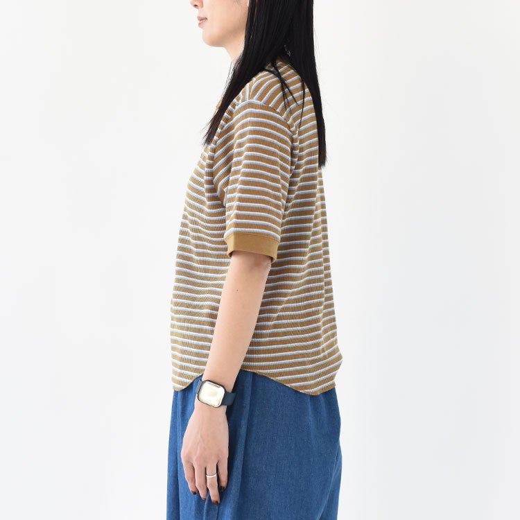Multi Border Waffle Henleyneck S/S マルチボーダー ワッフルヘンリーネック ショートスリーブ