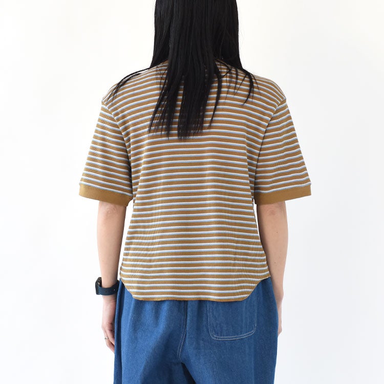 Multi Border Waffle Henleyneck S/S マルチボーダー ワッフルヘンリーネック ショートスリーブ