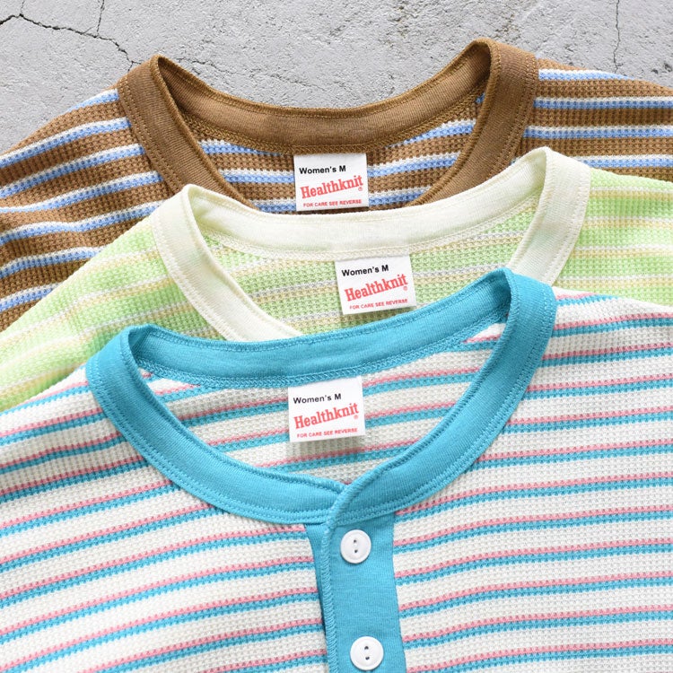 Multi Border Waffle Henleyneck S/S マルチボーダー ワッフルヘンリーネック ショートスリーブ