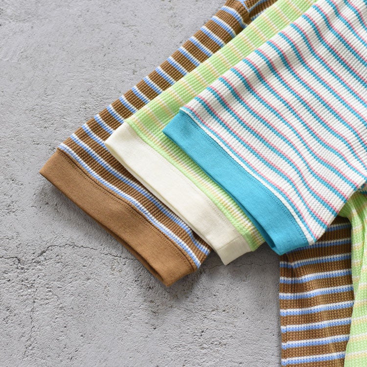 Multi Border Waffle Henleyneck S/S マルチボーダー ワッフルヘンリーネック ショートスリーブ