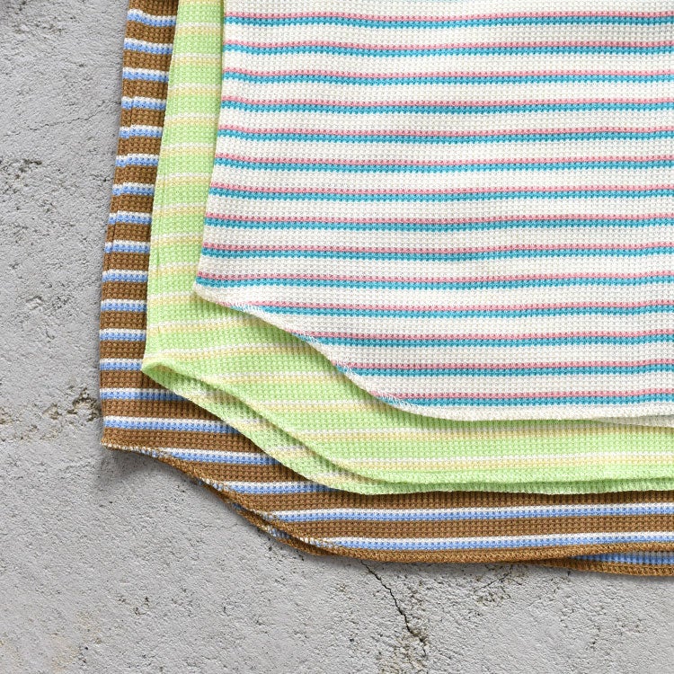 Multi Border Waffle Henleyneck S/S マルチボーダー ワッフルヘンリーネック ショートスリーブ