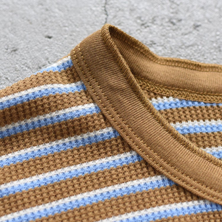 Multi Border Waffle Henleyneck S/S マルチボーダー ワッフルヘンリーネック ショートスリーブ