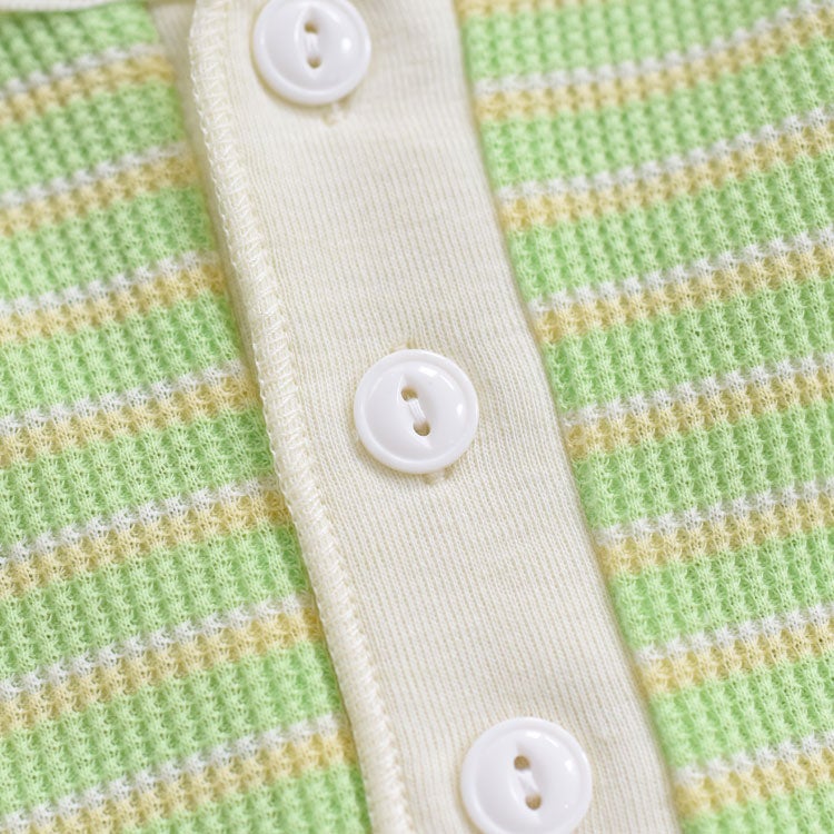 Multi Border Waffle Henleyneck S/S マルチボーダー ワッフルヘンリーネック ショートスリーブ