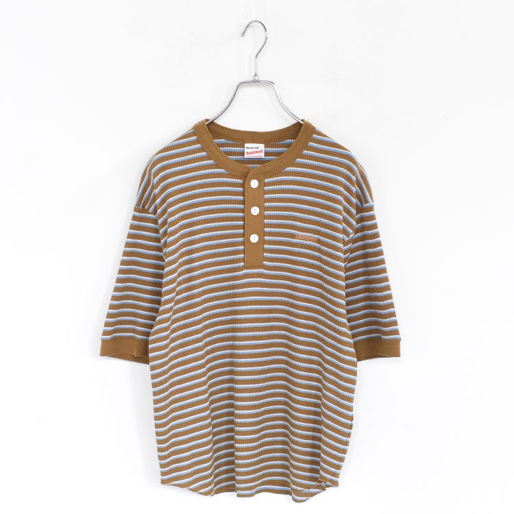 Multi Border Waffle Henleyneck S/S マルチボーダー ワッフルヘンリーネック ショートスリーブ