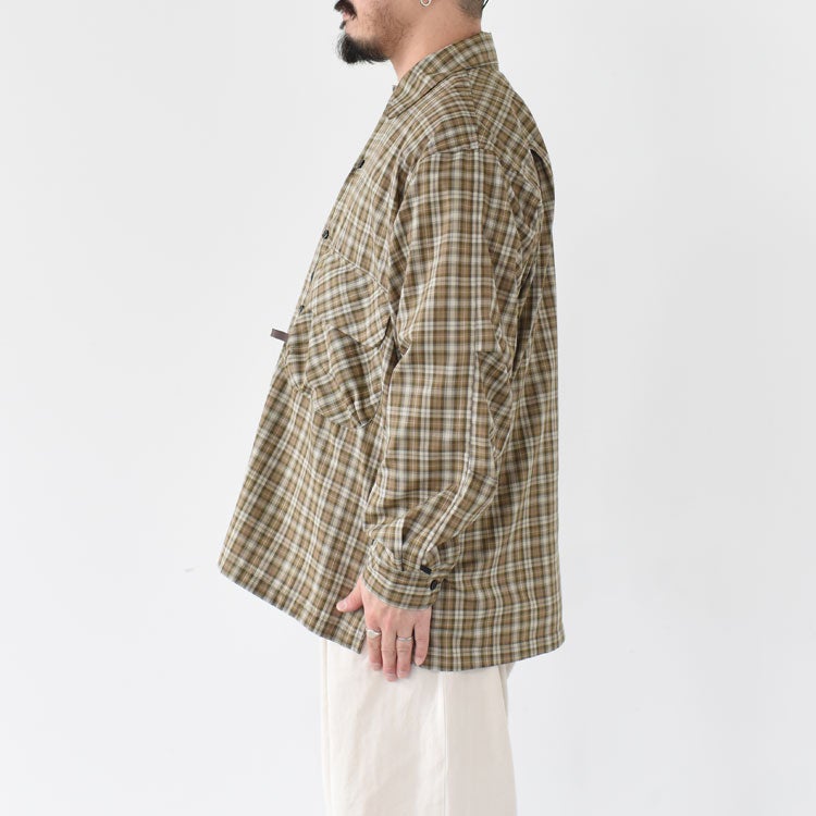 TECH SPORTS OPEN COLLAR SHIRT L/S GREN PLAID テックスポーツ