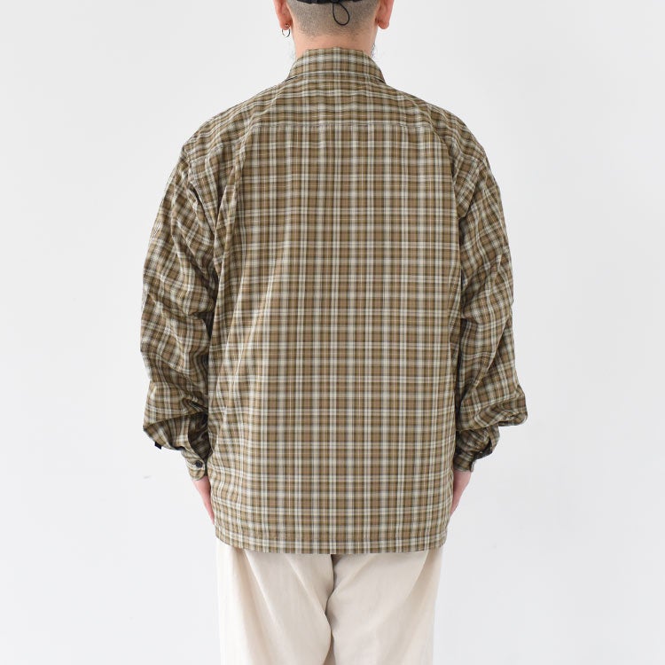 TECH SPORTS OPEN COLLAR SHIRT L/S GREN PLAID テックスポーツ