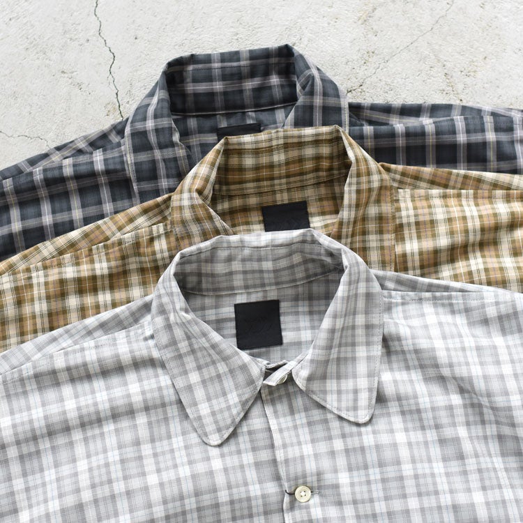 TECH SPORTS OPEN COLLAR SHIRT L/S GREN PLAID テックスポーツ