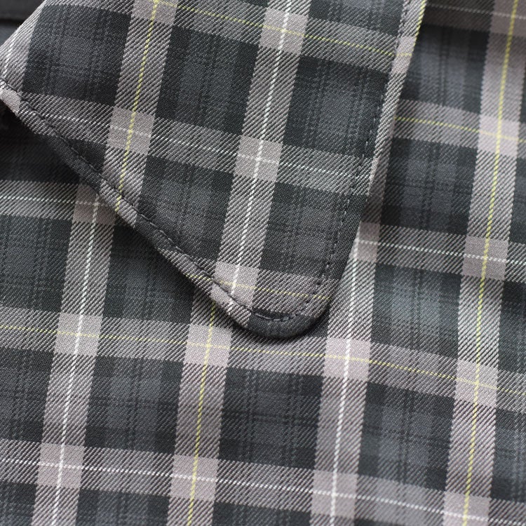 TECH SPORTS OPEN COLLAR SHIRT L/S GREN PLAID テックスポーツ
