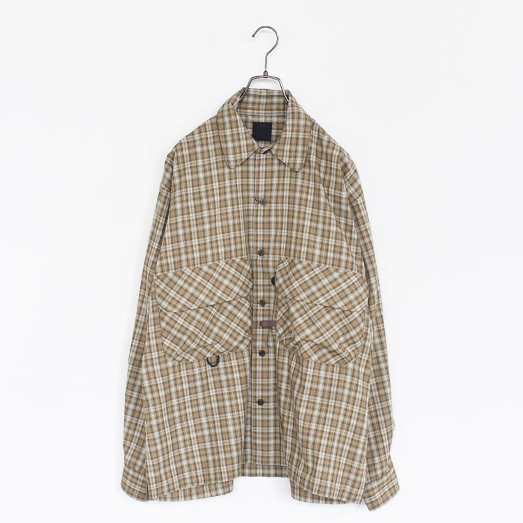 TECH SPORTS OPEN COLLAR SHIRT L/S GREN PLAID テックスポーツ