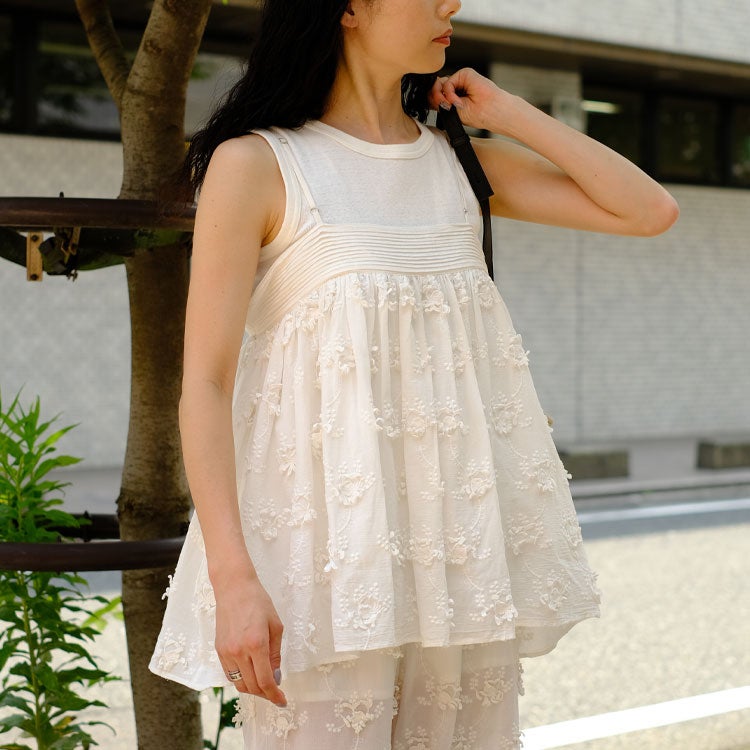 3D embroidery cache coeur camisole　3Dエンブロイダリーカシュクールキャミソール