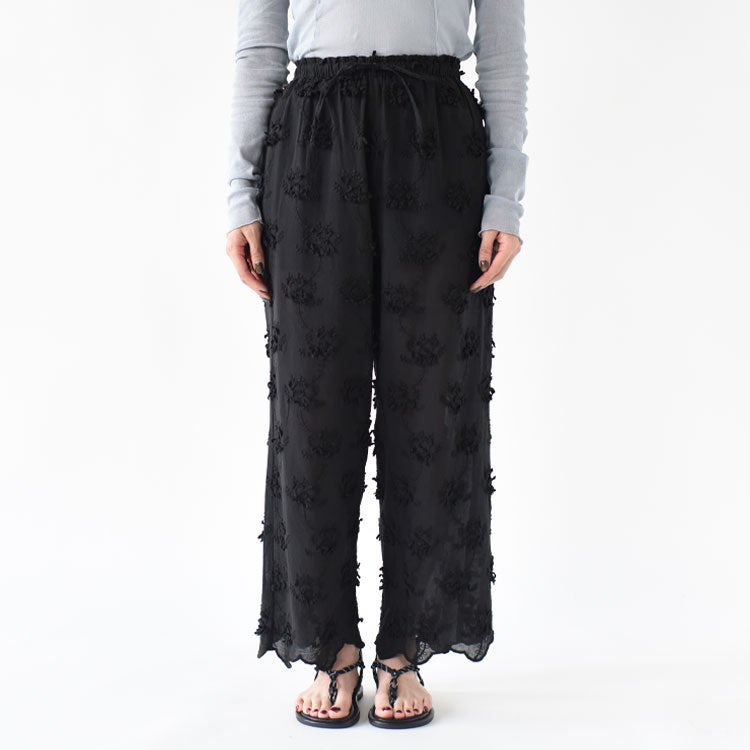 sheer cotton 3D embroidery easy pants シアーコットン3Dエンブロイダリーイージーパンツ