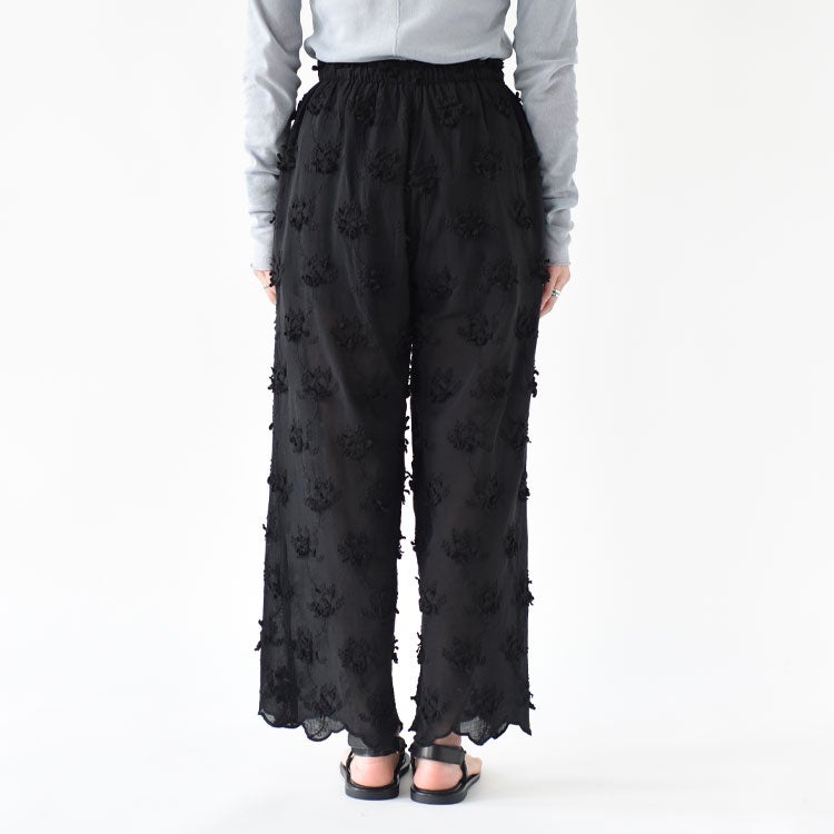 sheer cotton 3D embroidery easy pants シアーコットン3Dエンブロイダリーイージーパンツ