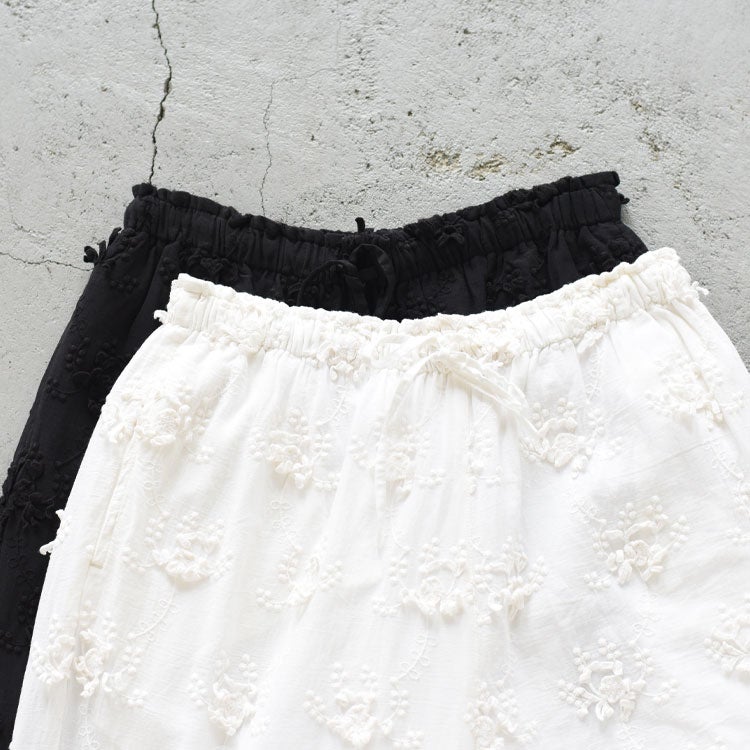 sheer cotton 3D embroidery easy pants シアーコットン3Dエンブロイダリーイージーパンツ