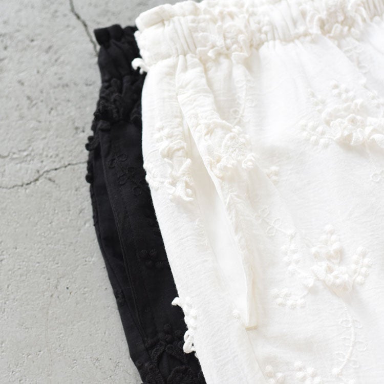 sheer cotton 3D embroidery easy pants シアーコットン3Dエンブロイダリーイージーパンツ