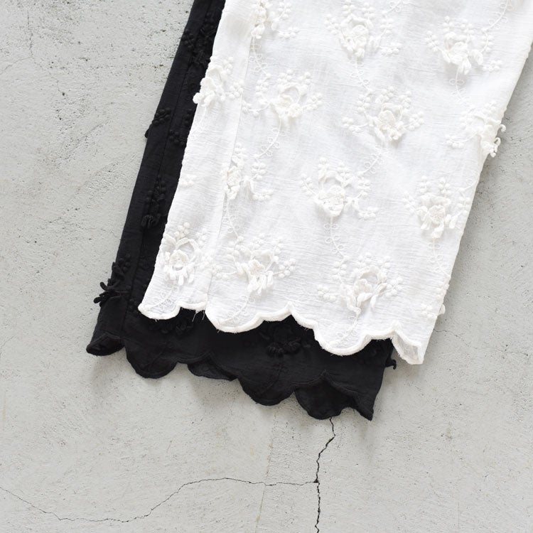 sheer cotton 3D embroidery easy pants シアーコットン3Dエンブロイダリーイージーパンツ