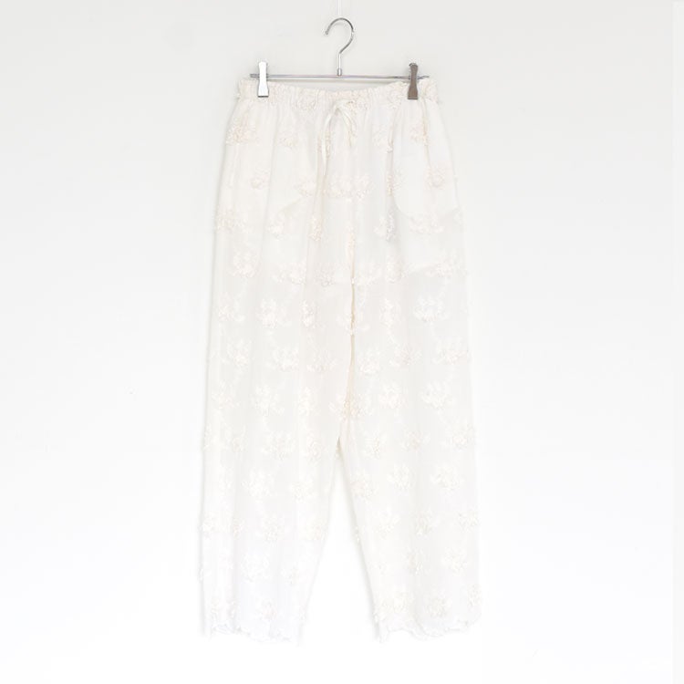 sheer cotton 3D embroidery easy pants シアーコットン3Dエンブロイダリーイージーパンツ