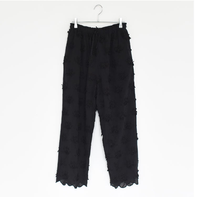 sheer cotton 3D embroidery easy pants シアーコットン3Dエンブロイダリーイージーパンツ