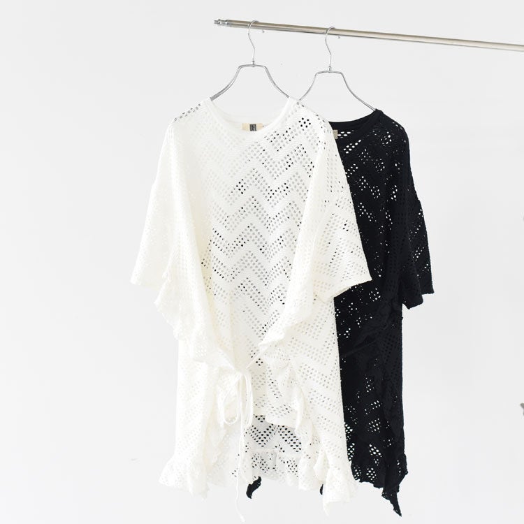 PATTERN MESH COTTON JERSEY RUFFLED TEE ラッフルTシャツ