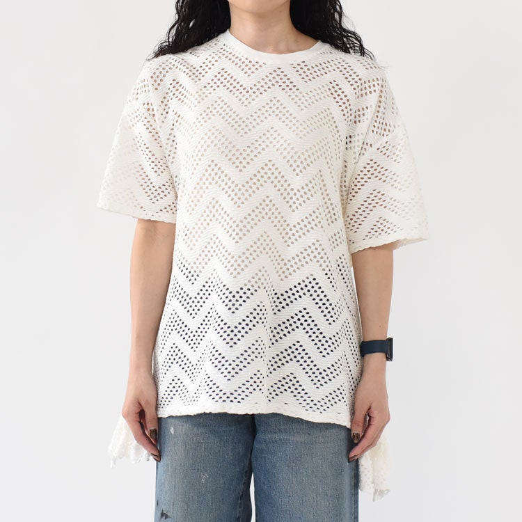 PATTERN MESH COTTON JERSEY RUFFLED TEE ラッフルTシャツ