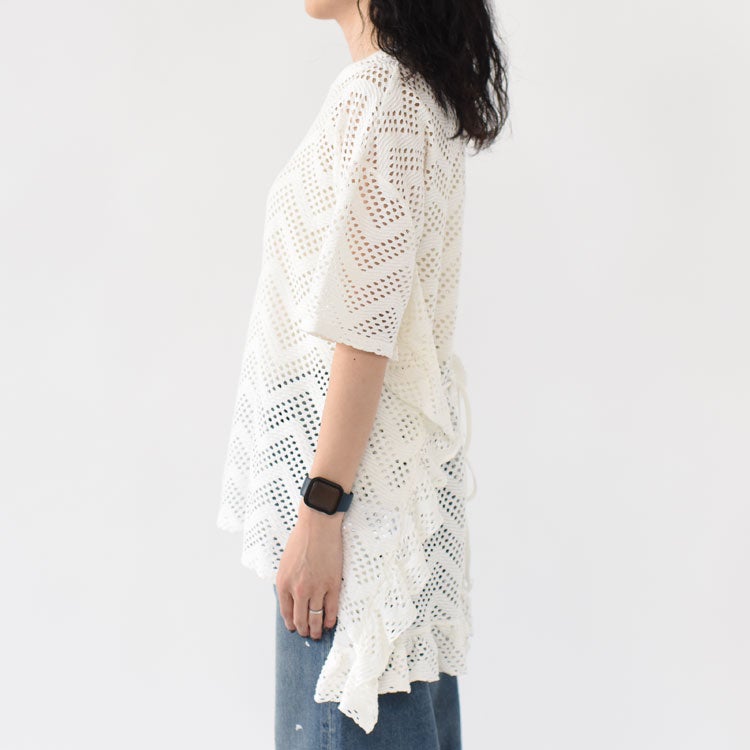 PATTERN MESH COTTON JERSEY RUFFLED TEE ラッフルTシャツ