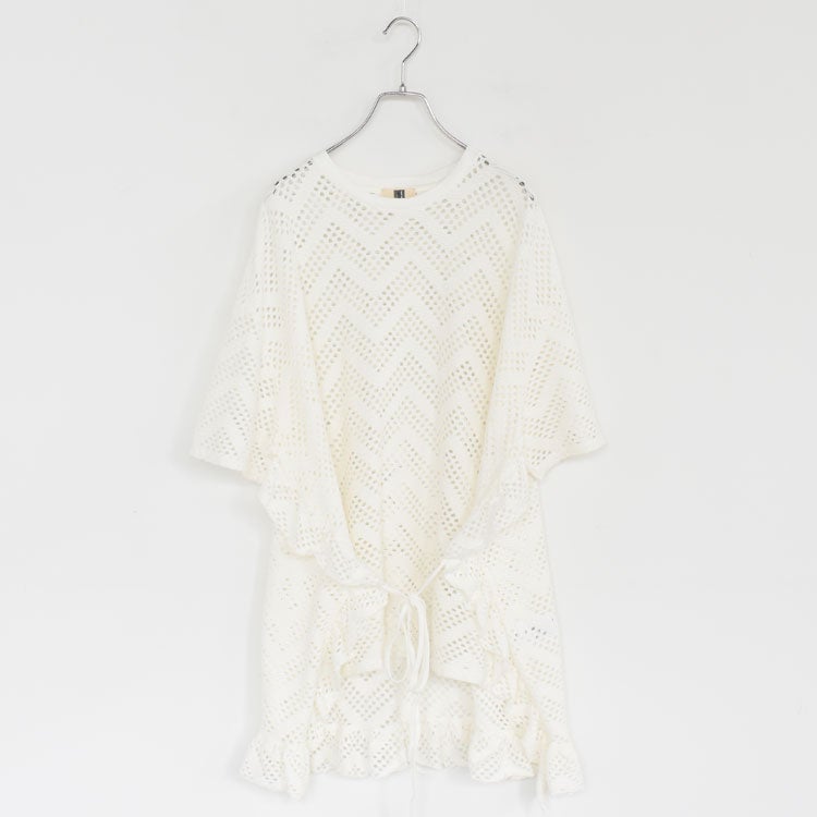 PATTERN MESH COTTON JERSEY RUFFLED TEE ラッフルTシャツ