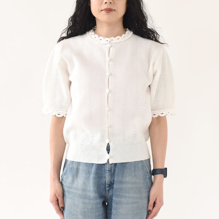 MESH LACE KNIT CARDIGAN メッシュレースニットカーディガン/26SMSNI07