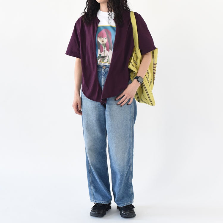 COTTON OPEN-END YARN GARMENT DYEING WRAPPED-FRONT C/D ラップフロントカーディガン