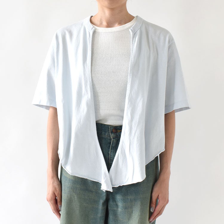 COTTON OPEN-END YARN GARMENT DYEING WRAPPED-FRONT C/D ラップフロントカーディガン