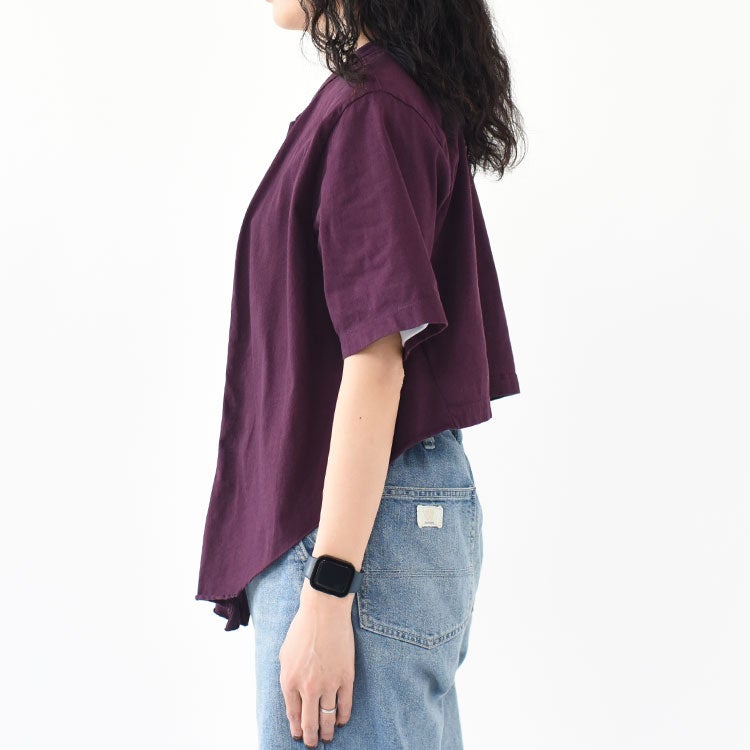 COTTON OPEN-END YARN GARMENT DYEING WRAPPED-FRONT C/D ラップフロントカーディガン