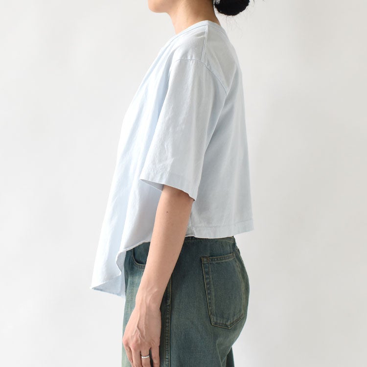COTTON OPEN-END YARN GARMENT DYEING WRAPPED-FRONT C/D ラップフロントカーディガン