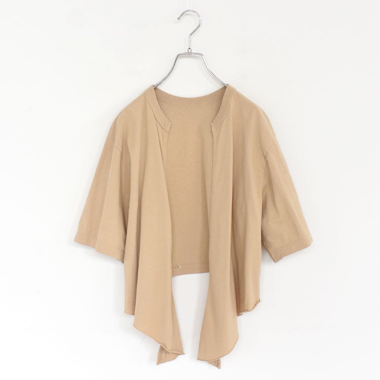 COTTON OPEN-END YARN GARMENT DYEING WRAPPED-FRONT C/D ラップフロントカーディガン