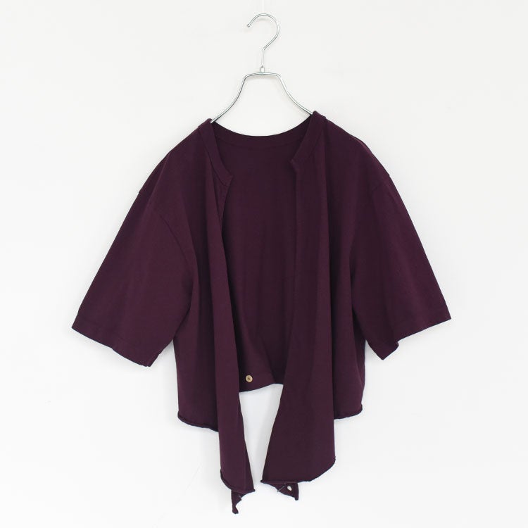 COTTON OPEN-END YARN GARMENT DYEING WRAPPED-FRONT C/D ラップフロントカーディガン