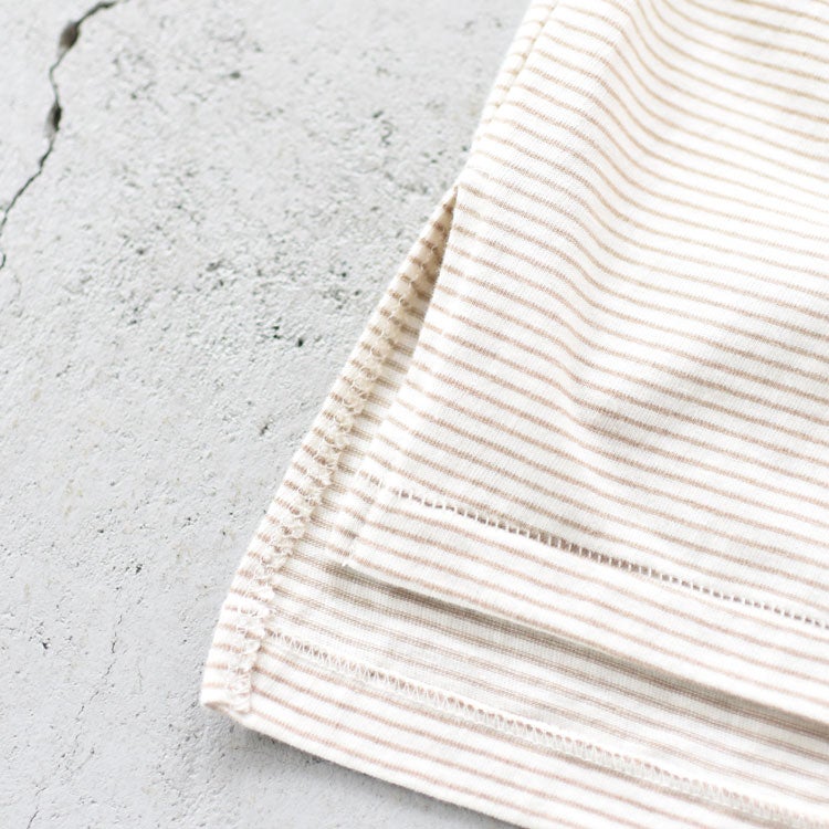 ナローボーダー　サイドスリット　クルーネック長袖Tシャツ