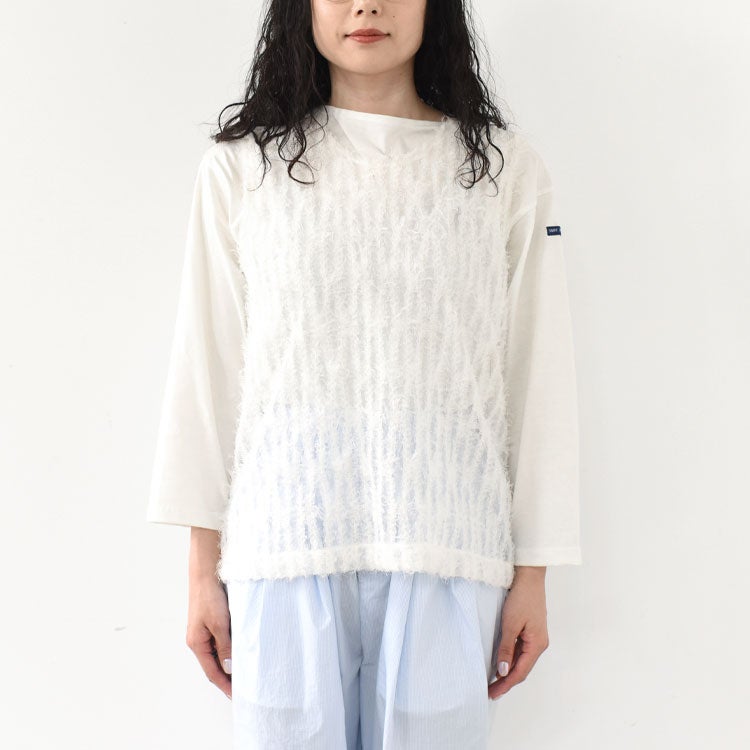 FEATHER TULLE NO SLEEVE BLOUSE フェザーチュールノースリーブブラウス