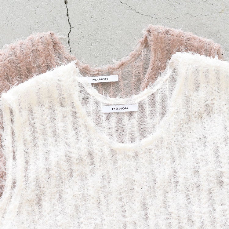 FEATHER TULLE NO SLEEVE BLOUSE フェザーチュールノースリーブブラウス