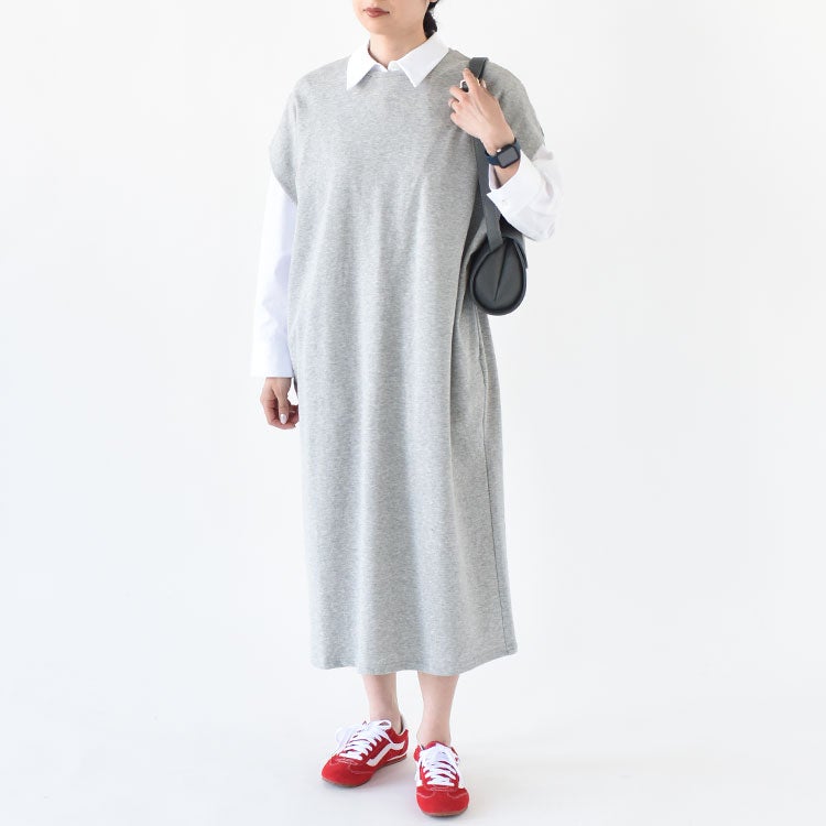 fleece N/S long OP フリースノースリーブロングワンピース
