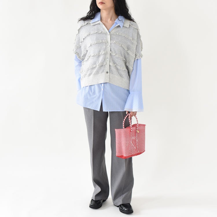 frill lace knit polo フリルレースニットポロ