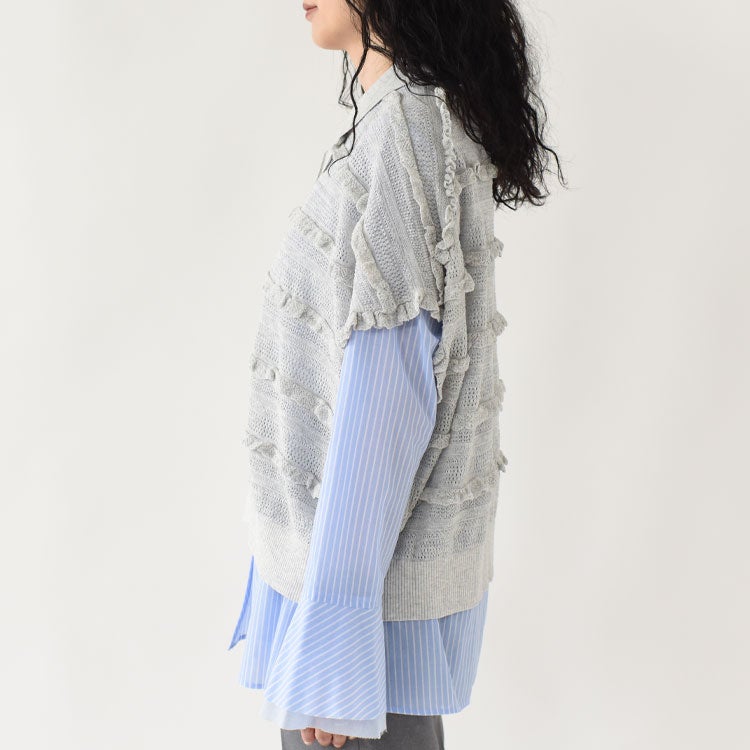 frill lace knit polo フリルレースニットポロ