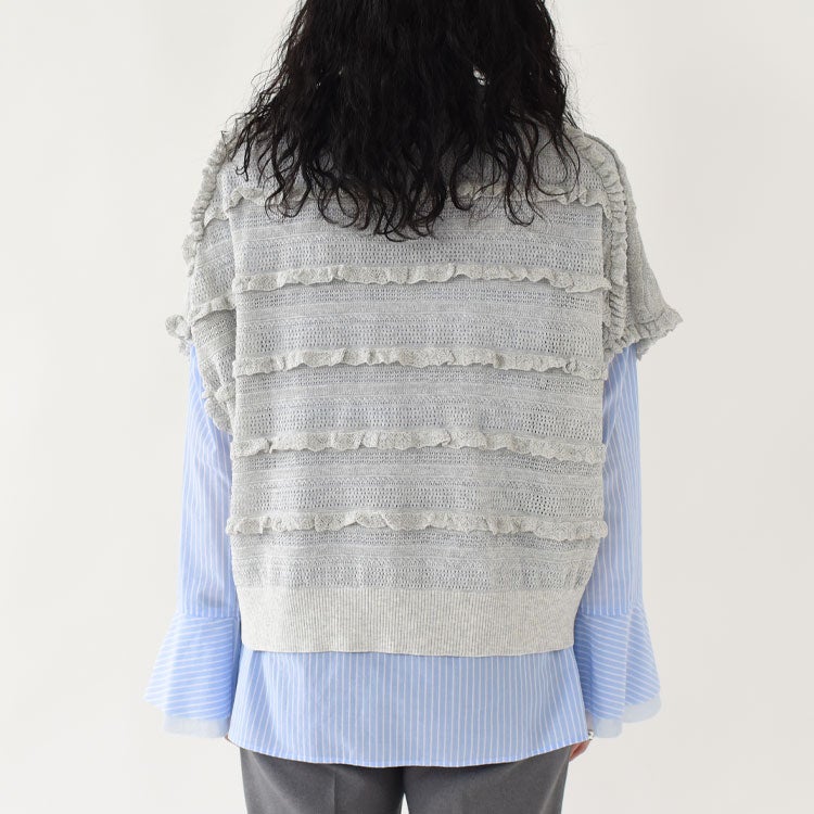 frill lace knit polo フリルレースニットポロ