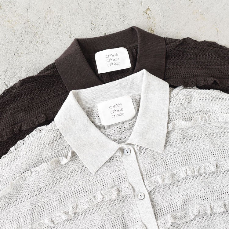 frill lace knit polo フリルレースニットポロ