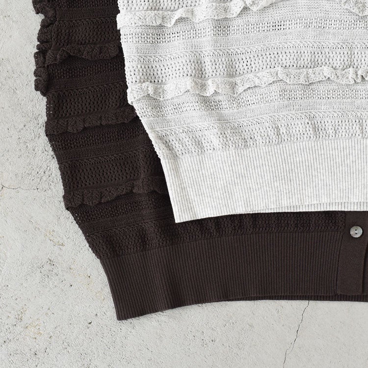frill lace knit polo フリルレースニットポロ