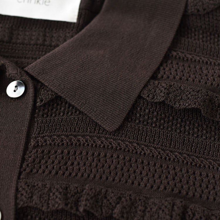 frill lace knit polo フリルレースニットポロ
