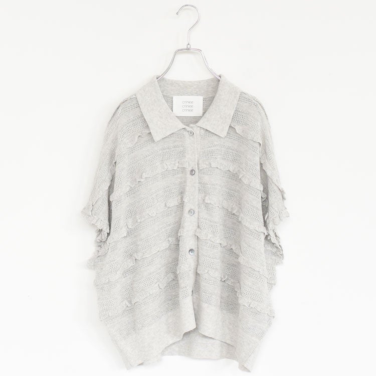 frill lace knit polo フリルレースニットポロ