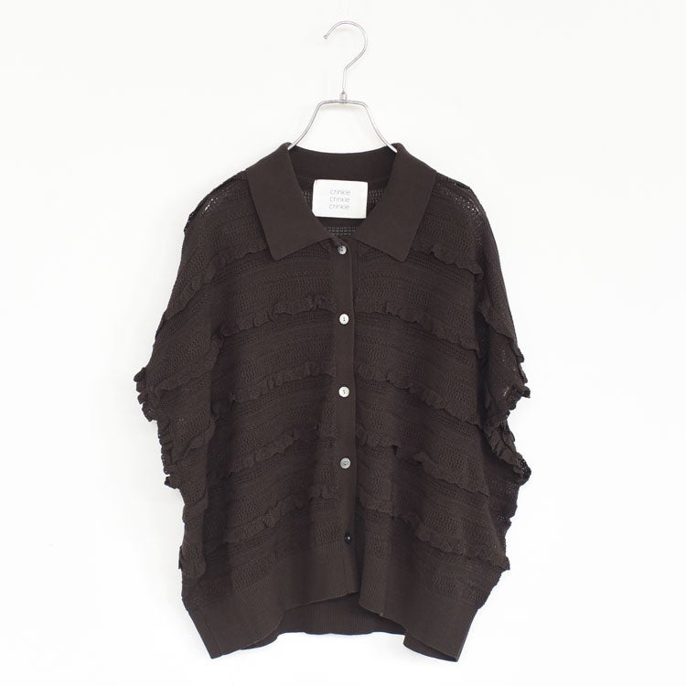 frill lace knit polo フリルレースニットポロ