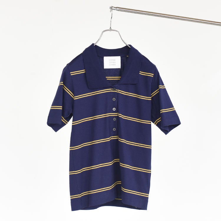 row neck border polo ローネックボーダーポロ