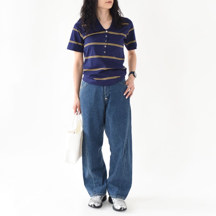 row neck border polo ローネックボーダーポロ