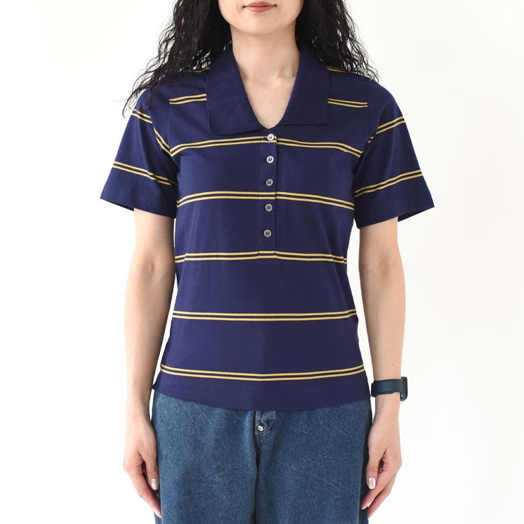 row neck border polo ローネックボーダーポロ