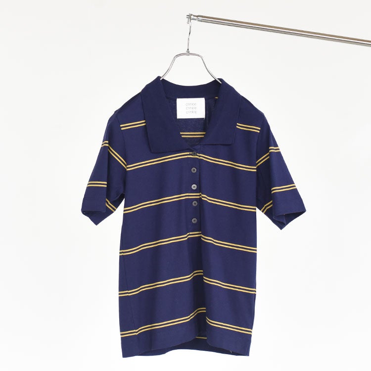 row neck border polo ローネックボーダーポロ