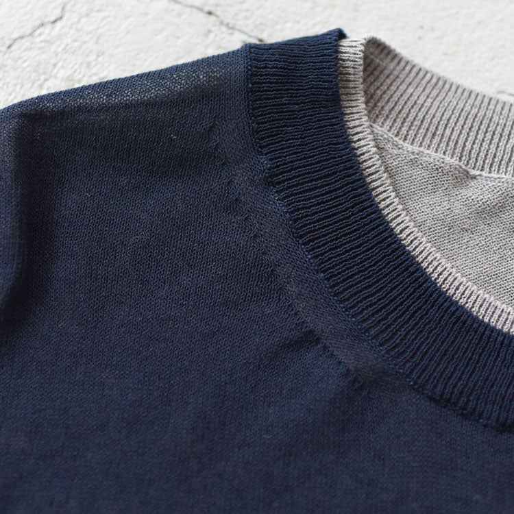HIGH-TWISTED COTTON SHEER KNIT LAYERED P/O ハイツイストコットン シアーニット レイヤードプルオーバー